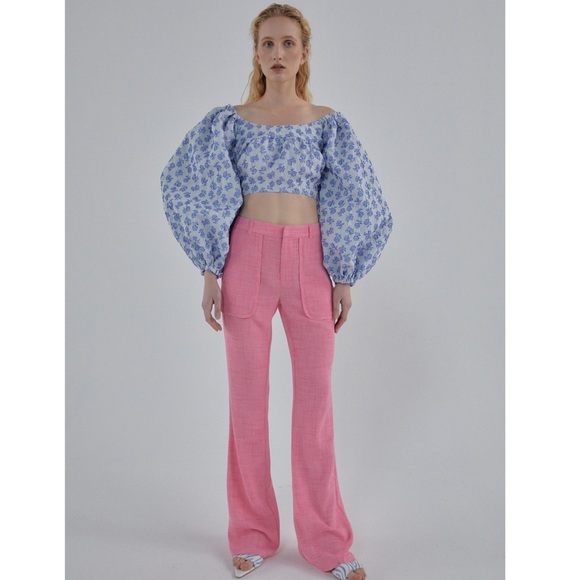 SOLD Loéil Barzio Jacquard Floral Open Back Top - Picture 2 of 10